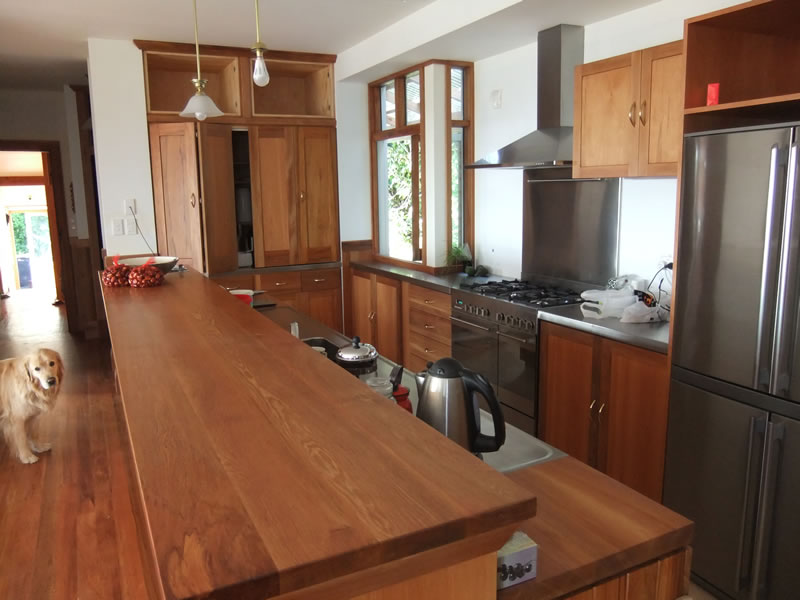 Recycled timber joinery in kitchen